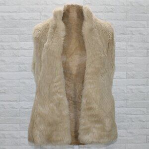 THE LIMITED Vest Faux Fur Neutral Tan Fuzzy Mobwife Fall Outerwear Tan XS/S